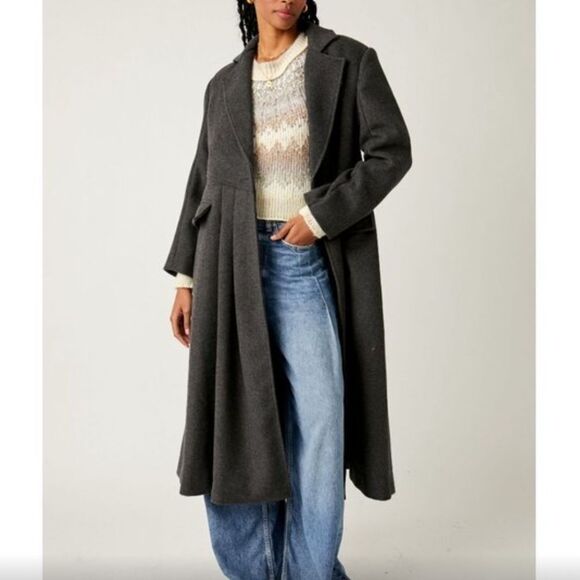 FREE PEOPLE Victoria Coat / Heathered Charcoal - Picture 2 of 10